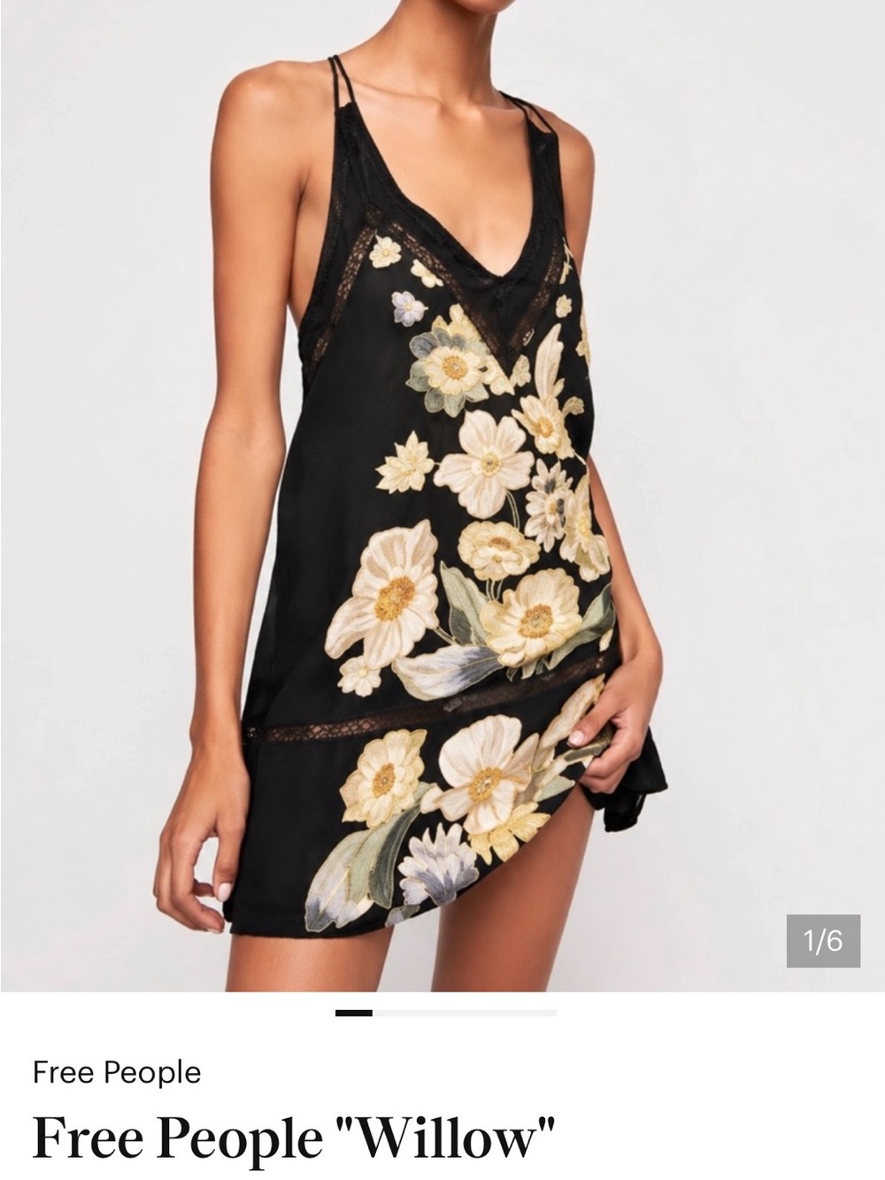 Free People Black Floral Backless Slip Dress